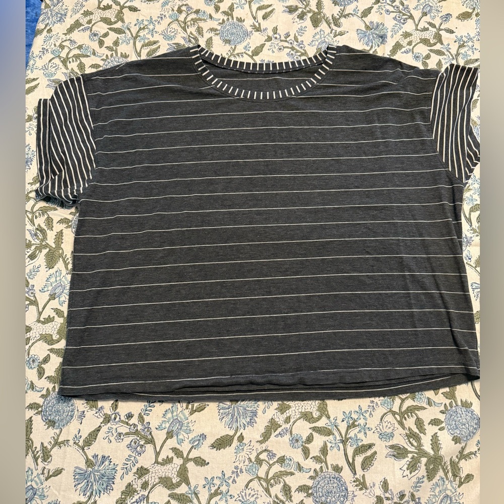 Lululemon grey & white striped tee